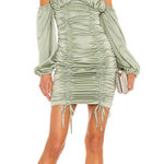 Majorelle Farren Ruched Mini Dress Sage Green Satin Size Medium Revolve Party Photo 0