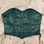 SheIn Black Leather Corset Faux Tube Top Photo 4