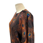 Givenchy  Vintage Peacock-Print Poet-Sleeve Blouse Silk Brown Size 34 US 2‎ Photo 6