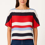 ZARA  Women’s Red Blue Striped Boxy Oversized Blouse S Nautical Preppy Sailorcore Photo 0