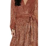 Dress Forum Dress Womens M Rust Gold Shiny Flowy Fit Flare Belted Glam Party NWT Red Size M Photo 0