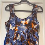 Maeve Anthropologie  Blue and Orange Silk Sleeveless Dress Photo 4