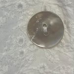 ZARA White Eyelet Flowy 3/4 Button Up Peplum Shirt- Small Photo 4