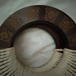 Coldwater Creek  HALF MOON-CROCHET STYLE PURSE GOLD LINING WOOD LOOK HANDLES Photo 1