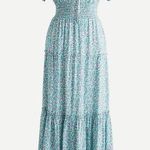 J.Crew NWT Puff-sleeve Midi in Ivory Larkspur Pink Smocked Tiered Dress 6 Photo 0