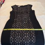 London Style  Black Lace Panel Midi Sheath Dress Women’s Sz 12 Sleeveless Pencil Photo 12