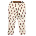 Loft  Womens 6 Marisa Ankle Casual Pants‎ Trouser Cream Maroon Paisley Preppy Photo 3