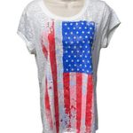 Rocker Girl White Patriotic T Shirt Flag Motif Lightweight Burnout u Junior XXL Blue Size undefined Photo 0