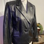 INC International Concepts Vintage Soft Leather Jacket Blazer One button Collar Pockets Crop Moto Photo 1
