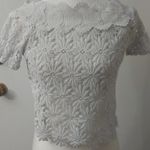 Handmade  Vintage White Floral Lace Shirt XS Cottagecore Fairycore Tomatogirl Photo 2