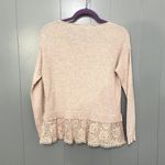 Anthropologie Knitted & Knotted Bloom Pink Lace Oversized Boho Sweater XS Photo 5