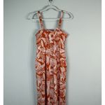 Serra Maxi Dress Sleeveless Coastal Tropical Print Orange Womens L Gauze Pockets Photo 3
