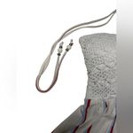 No Boundaries  Red White Blue Lace Striped Halter Bikini Top XXL | beaded string Photo 4