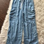 Indigo Rein Chambray Striped Wide Leg Utility Pants Photo 0