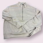 Tahari  cream pullover quarter zipped suede textured sweater​​​​​​​​​​ Photo 9