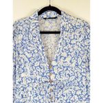 ZARA Womens Dress Blue Midi Floral Ditsy Shirtdress Linen Short Sleeve Medium Photo 6