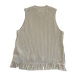 J.Crew Fringe Sweater Tank Dusty Ivory Ribbed Knit Crewneck Cotton Top Size XL Photo 5