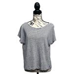 Tahari Linen Striped T-Shirt Women’s Large Blue White Nautical Preppy Sailor Photo 1