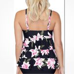 ISLAND ESCAPE Triple Tier Bandeau Tankini Top sz 6 Black Pink‎ Swimwear NWT Photo 8