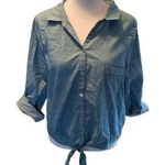 NWT Notebuk Sky Blue Collared Button Down Tie Front Button Up 3/4” Sleeve Shirt Size M Photo 0