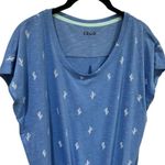 IZOD NEW  Blue and White Cacti Printed Tie Front Blouse Novelty Coastal Comfort L Photo 6