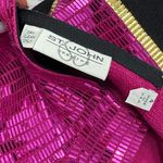 St. John Evening Colorblock Sequin Knit Dress Fuchsia Black Gold Size 4 Photo 9
