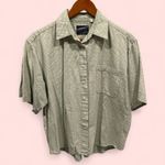 Cute Vintage 80’s soft green pink plaid normcore button front short sleeve shirt Size 1X Photo 9