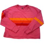 Aerie NWT, Pink Striped Cropped Terry Sweatshirt, Sz L Photo 9