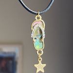 Handmade cute boho beach shell flip flops sandal necklace🌟 Photo 0