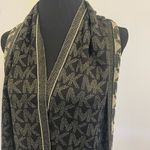 Michael Kors  Gold Black Metallic Monogram MK Logo Scarf Women’s NEW Photo 1
