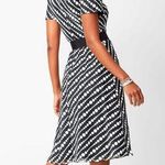 Talbots NWOT babydoll shift polka dot diagonal lace fit & flare black white midi dress belted bow waist short sleeve Cocktail Evening Photo 1