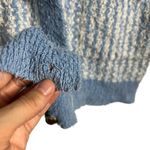 ZARA Blue Chunky Oversized Tweed Striped Button Cardigan Sweater Size S Photo 7