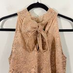 J.Crew  Women's Beige Metallic Lace Tie Neck Sleeveless Blouse Size S #AG852 Photo 3