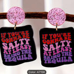 Black Geometric Shape Colorful Letter Pattern Dangle Earrings Elegant Vacation Photo 0