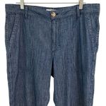 Taylor Stitch Striped Bleached Indigo Herringbone Straight Leg Pants Womens 10 Blue Photo 1