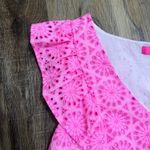 Lilly Pulitzer  Women's Lina Eyelet Top Prosecco Pink Neon Size M Photo 2