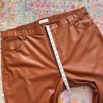 Abercrombie & Fitch The 90’s Straight Ultra High Rise Brown Faux Leather Pant 36 Photo 6