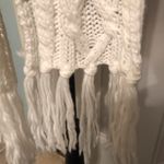 New New York & Co Cable Knit Fringed White Scarf Photo 1