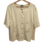 Teddi Cardigan Sweater Yellow Pastel Floral Dainty Embroidered Cottagecore Grany Size 18W Photo 0