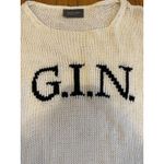 Wooden Ships Sweater Womens M/L Ivory Open Knit G.I.N. Graphic Crewneck Pullover Photo 2