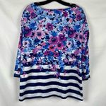 Alfred Dunner  Picture Perfect Somen's Flowers and Stripes Knit Top 2X Photo 2