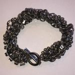 American Eagle  Aged Silver Tone Boho CZ Rhinestones Multi Strand Bracelet Photo 3