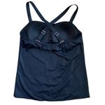 DENIM & CO BEACH NWOT Draped Tankini Size 8 Black Adjustable Criss Cross Strap Photo 2