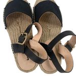 J.Crew Leather and Canvas Made in Spain ankle strap espadrille Black Size 5 NWT Photo 3