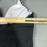 Womens Swimsuit Large Black and White Gingham Halter Tie Deep V Neck One Piece Photo 2