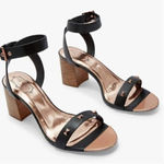 Ted Baker 💕💕 Biah Ankle Strap Studded Bow Block Heel Sandals Black EU 39.5 NWT Photo 0