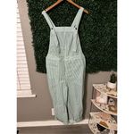 Free People NWT Salopette In Town Green Striped Overalls Sz Medium NWT Photo 1