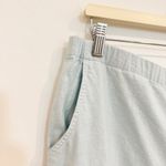 Vintage Linen Cotton Pull On Elastic Waist Pants Pockets Vtg Light Blue Medium Photo 2