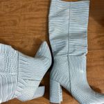 Light blue snakesin thigh high boots Size 7.5 Photo 1