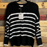 Philosophy Black And White Stripe Cable Knit Sweater Size Small Photo 0